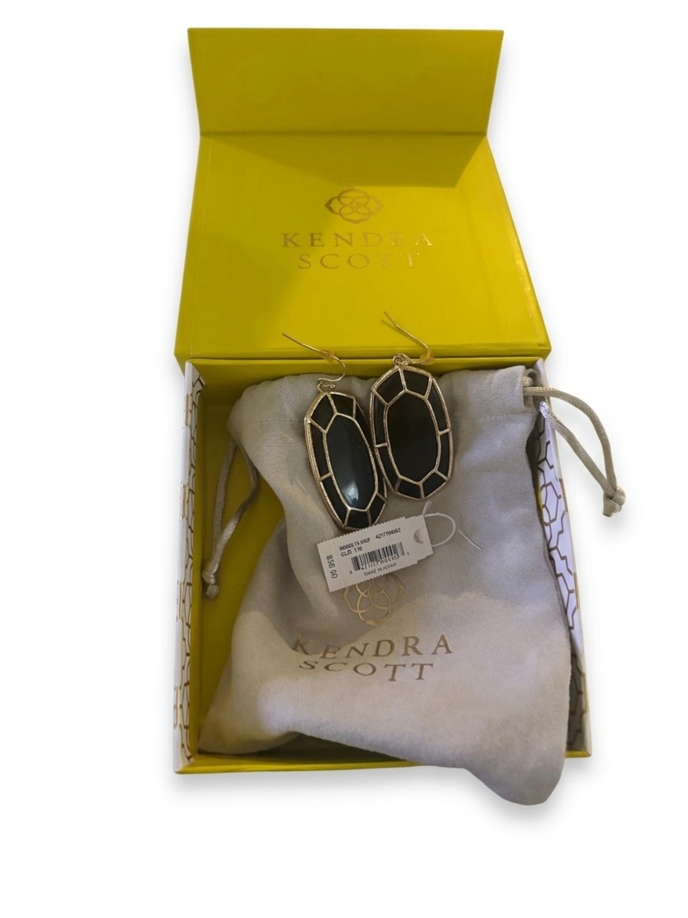 Kendra Scott Black and Gold Elle Drop Earrings